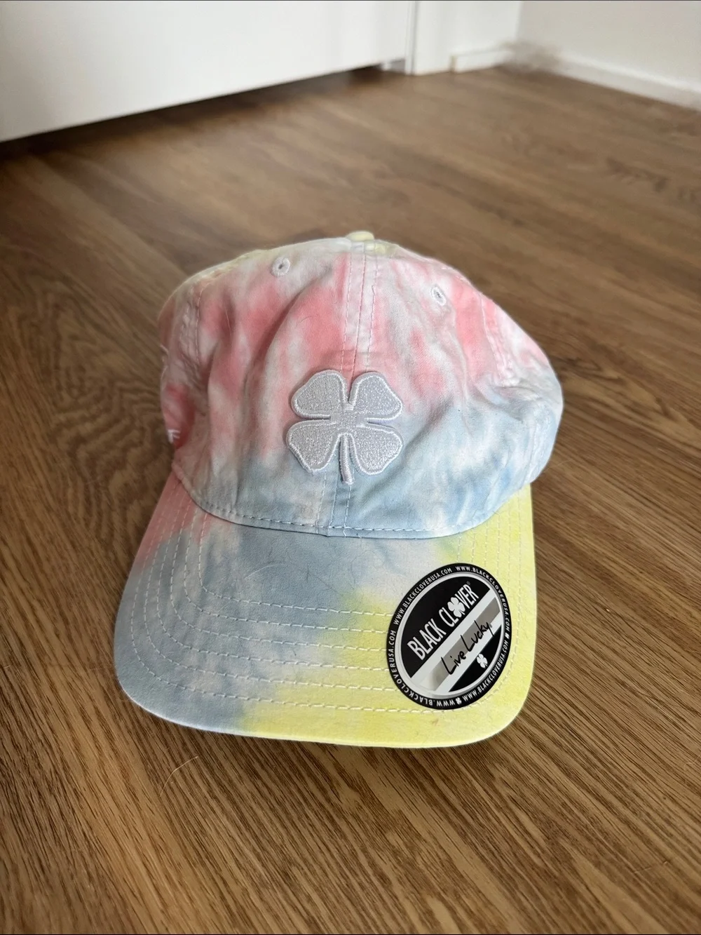 Pastel Tie-Dye Baseball Cap with Clover Patch - Multi